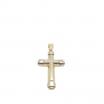 Σταυρός απο χρυσό κ14 με ενσωματωμένο λευκόχρυσο σταυρό κ14  (code H1889)
